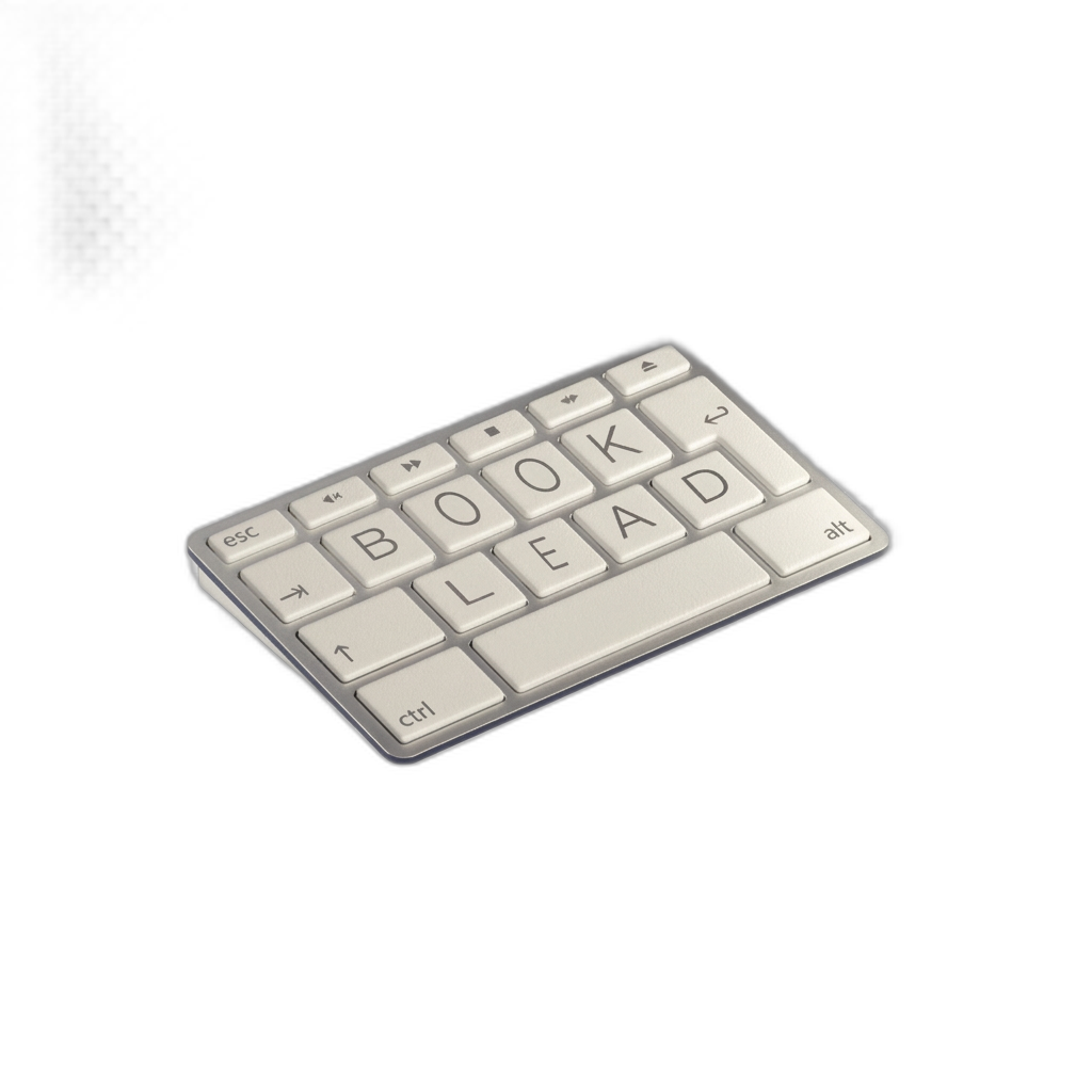 Tastatur med tasterne BOOK LEAD — symbol på LinkedIn-leadgenerering